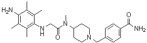 CAS # 704869-38-5, Sun 11602, 4-[[4-[[2-[(4-Amino-2,3,5,6-tetramethylphenyl)amino]acetyl]methylamino]-1-piperidinyl]methyl]benzamide