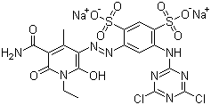 CAS 登录号：70865-29-1, 活性黄 86, 4-[[5-(氨基羰基)-1-乙基-1,6-二氢-2-羟基-4-甲基-6-氧代-3-吡啶基]偶氮]-6-[(4,6-二氯-1,3,5-三嗪-2-基)氨基]-1,3-苯二磺酸二钠盐