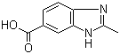 CAS # 709-19-3, 2-Methylbenzimidazole-5-carboxylic acid, 2-Methyl-3H-benzimidazole-5-carboxylic acid, 2-Methyl-1H-benzimidazole-6-carboxylic acid