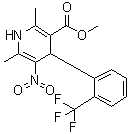 structure of CAS# 71145-03-4, Methyl 1,4-dihydro-2,6-dimethyl-5-nitro-4-[2-(trifluoromethyl)phenyl]-3-pyridinecarboxylate