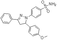 structure of CAS# 71203-35-5, 5-(4-Methoxyphenyl)-1-(4-sulfamoylphenyl)-3-phenyl-2-pyrazoline