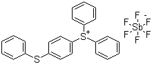 structure of CAS# 71449-78-0, 二苯基-(4-苯基硫)苯基锍六氟锑酸盐