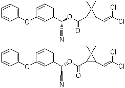 CAS 登录号：71697-59-1, 氯氰菊酯, 3-(2,2-二氯乙烯基)-2,2-二甲基环丙烷羧酸 alpha-氰基-3-苯氧基苄酯