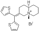 CAS # 71731-58-3, Tiquizium bromide, (5R,9aR)-7-(Dithiophen-2-ylmethylidene)-5-methyl-1,2,3,4,6,8,9,9a-octahydroquinolizin-5-ium bromide