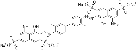 CAS 登录号：72-57-1, 直接蓝 14, 曲利本蓝, 锥虫蓝, 直接蓝 3B, 3,3'-{[3,3'-二甲基-(1,1'-二苯基)-4,4'-二基]双(偶氮)}-双(5-氨基-4-羟基-2,7-萘二磺酸)四钠盐