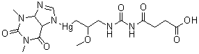 CAS # 72-58-2, [3-[[[(3-Carboxy-1-oxopropyl)amino]carbonyl]amino]-2-methoxypropyl](3,4,5,7-tetrahydro-1,3-dimethyl-1H-purine-2,6-dionato-N7)mercury, N-[[3-(1,2,3,4,5,6-Hexahydro-1,3-dimethyl-2,6-dioxopurin-7-yl mercuri)-2-methoxypropyl]carbamoyl]succinamic acid