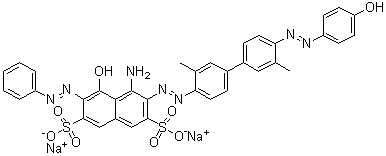 CAS # 72390-60-4, C.I. Direct Green 85, 4-Amino-5-hydroxy-3-[[4'-[(4-hydroxyphenyl)azo]-3,3'-dimethyl[1,1'-biphenyl]-4-yl]azo]-6-(phenylazo)-2,7-naphthalenedisulfonic acid disodium salt, Direct Dark Green BA, Direct Green 85