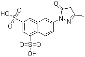 structure of CAS# 7277-87-4, 6-(4,5-二氢-3-甲基-5-氧代-1H-吡唑-1-基)-1,3-萘二磺酸