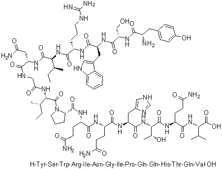 CAS # 729558-94-5, L-Tyrosyl-L-seryl-L-tryptophyl-L-arginyl-L-isoleucyl-L-asparaginylglycyl-L-isoleucyl-L-prolyl-L-glutaminyl-L-glutaminyl-L-histidyl-L-threonyl-L-glutaminyl-L-valine