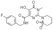 structure of CAS# 729607-74-3, N-[(4-氟苯基)甲基]-1,6-二氢-5-羟基-1-甲基-6-氧代-2-(四氢-1,1-二氧代-2H-1,2-噻嗪-2-基)-4-嘧啶甲酰胺