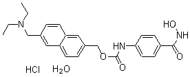 structure of CAS# 732302-99-7, N-[4-[(羟基氨基)羰基]苯基]氨基甲酸 [6-[(二乙基氨基)甲基]-2-萘基]甲酯盐酸盐水合物