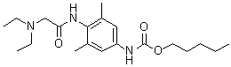 CAS # 7401-51-6, 4-[2-(Diethylamino)acetamido]-3,5-dimethylcarbanilic acid pentyl ester, NSC 40033