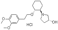 CAS # 748810-28-8, Vernakalant hydrochloride, RSD 1235, (3R)-1-[(1R,2R)-2-[2-(3,4-Dimethoxyphenyl)ethoxy]cyclohexyl]-3-pyrrolidinol monohydrochloride