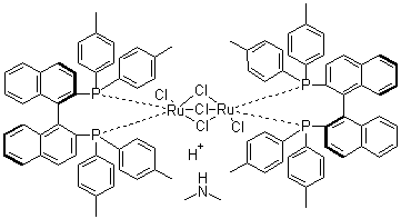 structure of CAS# 749935-02-2, Dimethylammonium dichlorotri(mu-chloro)bis[(R)-(+)-2,2'-bis(di-p-tolylphosphino)-1,1'-binaphthyl]diruthenate(II)