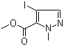 structure of CAS# 75092-26-1, 4-碘-1-甲基-1H-吡唑-5-羧酸甲酯