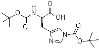 structure of CAS# 75498-93-0, N,N'-Di(tert-Butoxycarbonyl)-D-histidine