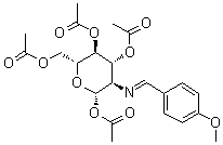 structure of CAS# 7597-81-1, 2-脱氧-2-[[(4-甲氧基苯基)亚甲基]氨基]-beta-D-吡喃葡萄糖 1,3,4,6-四乙酸酯
