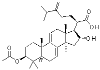 CAS # 77012-31-8, 9-Dehydropachymic acid, (3beta,16alpha)-3-(Acetyloxy)-16-hydroxy-24-methylenelanosta-7,9(11)-dien-21-oic acid, delta9(11)-Dehydropachymic acid