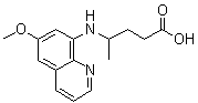 structure of CAS# 77229-68-6, 8-(3-羧基-1-甲基丙基氨基)-6-甲氧基喹啉