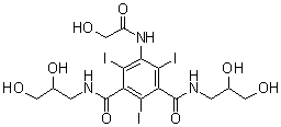 CAS 登录号：77868-40-7, N,N'-二(2,3-二羟基丙基)-5-[(羟基乙酰基)氨基]-2,4,6-三碘-1,3-苯二甲酰胺