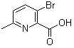 structure of CAS# 779344-30-8, 3-Bromo-6-methyl-2-pyridinecarboxylic acid