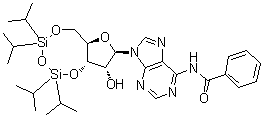 structure of CAS# 79154-57-7, N-苯甲酰基-3',5'-O-[1,1,3,3-四异丙基-1,3-二硅氧烷二基]腺苷