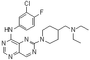 CAS 登录号：793726-84-8, N-(3-氯-4-氟苯基)-6-[4-[(二乙基氨基)甲基]-1-哌啶基]嘧啶并[5,4-d]嘧啶-4-胺