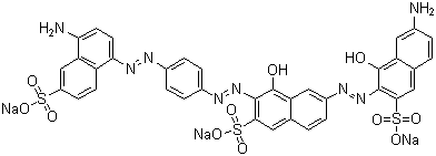 CAS # 8003-69-8, Direct Black 80, Trisodium 6-[(7-amino-1-hydroxy-3-sulphonato-2-naphthyl)azo]-3-[[4-[[4-amino-6(or 7)-sulphonatonaphthyl]azo]phenyl]azo]-4-hydroxynaphthalene-2-sulphonate