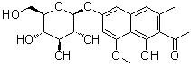 structure of CAS# 80358-06-1, 1-[6-(beta-D-吡喃葡萄糖基氧基)-1-羟基-8-甲氧基-3-甲基-2-萘基]乙酮