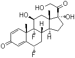 CAS # 806-29-1, 6-alpha-Fluoro-isoflupredone, 6a,9-Difluoro-11b,17,21-trihydroxypregna-1,4-diene-3,20-dione