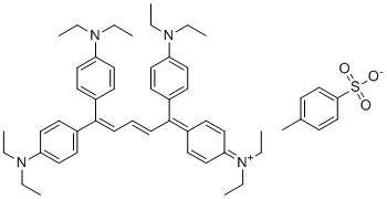 CAS # 80912-02-3, 1-{2,2-Bis[4-(diethylamino)phenyl]vinya}-3,3-bis[4-(diethylamino)phenyl]prop-2-en-1-ylium p-toluenesulfonate, Diethyl-[4-[(2E)-1,5,5-tris[4-(diethylamino)phenyl]penta-2,4-dienylidene]cyclohexa-2,5-dien-1-ylidene]azanium,4-methylbenzenesulfonate