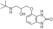 CAS 登录号：81047-99-6, 4-[3-[(叔丁基)氨基]-2-羟基丙氧基]-1,3-二氢-2H-苯并咪唑-2-酮