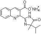 CAS # 81335-47-9, Imazaquin ammonium, Ammonium imazaquin, 2-(4,5-Dihydro-4-methyl-4-(1-methylethyl)-5-oxo-1H-imidazol-2-yl)-3-quinolinecarboxylic acid monoammonium salt