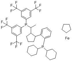structure of CAS# 821009-34-1, (1S)-1-[(1R)-1-[双[3,5-双(三氟甲基)苯基]膦基]乙基]-2-[2-(二环己基膦基)苯基]-二茂铁