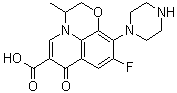 structure of CAS# 82419-52-1, 9-氟-2,3-二氢-3-甲基-7-氧代-10-(1-哌嗪基)-7H-吡啶并[1,2,3-de]-1,4-苯并恶嗪-6-羧酸