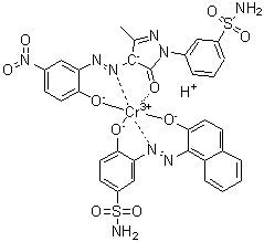 CAS 登录号：82457-11-2, [3-[4,5-二氢-4-[(2-羟基-5-硝基苯基)偶氮]-3-甲基-5-氧代-1H-吡唑-1-基]苯磺酰胺][4-羟基-3-[(2-羟基-1-萘基)偶氮]苯磺酰胺]氢铬酸