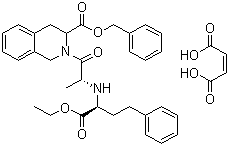 CAS 登录号：82586-54-7, 喹那普利苄酯马来酸盐, (3S)-2-[2-[[1-(乙氧羰基)-3-苯基丙基]氨基]-1-氧代丙基]-1,2,3,4-四氢-3-异喹啉羧酸苄酯马来酸盐