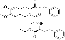 CAS # 82637-57-8, (S)-2-[(S)-2-((S)-1-Ethoxycarbonyl-3-phenylpropylamino)propionyl]-6,7-dimethoxy-1,2,3,4-tetrahydroisoquinoline-3-carboxylic acid benzyl ester, 2-[(2S)-2-[[(1S)-1-(Ethoxycarbonyl)-3-phenylpropyl]amino]-1-oxopropyl]-1,2,3,4-tetrahydro-6,7-dimethoxy-3-isoquinolinecarboxylic acid phenylmethyl ester