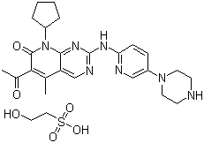 structure of CAS# 827022-33-3, Palbociclib isethionate