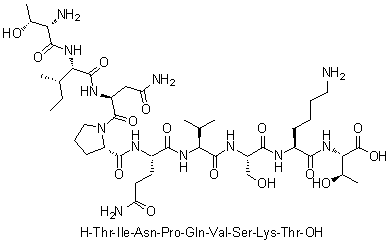 CAS # 828919-39-7, L-Threonyl-L-isoleucyl-L-asparaginyl-L-prolyl-L-glutaminyl-L-valyl-L-seryl-L-lysyl-L-threonine