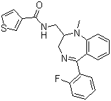 CAS # 83386-35-0, Tifluadom, N-[[5-(2-Fluorophenyl)-2,3-dihydro-1-methyl-1H-1,4-benzodiazepin-2-yl]methyl]-3-thiophenecarboxamide, KC 5103