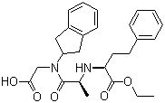 CAS # 83435-66-9, Delapril, N-[N-[(S)-1-(Ethoxycarbonyl)-3-phenylpropyl]-L-alanyl]-N-(indan-2-yl)glycine