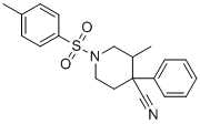 CAS 登录号：83863-65-4, 3-甲基-4-苯基-1-(p-甲苯基磺酰基)哌啶-4-甲腈