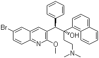 structure of CAS# 843663-66-1, 6-溴-alpha-[2-(二甲基氨基)乙基]-2-甲氧基-alpha-1-萘基-beta-苯基-3-喹啉乙醇