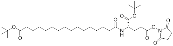 structure of CAS# 843666-26-2, 1-(叔-丁基)5-(2,5-二氧代吡咯烷-1-基)(16-(叔-丁氧基)-16-氧代棕榈酰)-L-谷氨酸酯