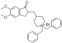 structure of CAS# 844694-85-5, 4-[(2,3-二氢-5,6-二甲氧基-1-氧代-1H-茚-2-基)甲基]-1,1-二苄基哌啶鎓溴化物