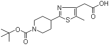structure of CAS# 845885-88-3, [2-[1-(叔丁氧羰基)哌啶-4-基]-5-甲基-1,3-噻唑-4-基]乙酸
