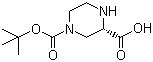 structure of CAS# 848482-93-9, (S)-4-N-Boc-Piperazine-2-carboxylic acid