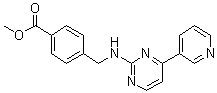 structure of CAS# 849235-67-2, 4-[[[4-(3-吡啶基)-2-嘧啶基]氨基]甲基]苯甲酸甲酯