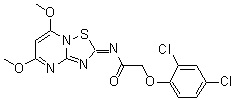 CAS # 849598-33-0, 2-(2,4-Dichlorophenoxy)-N-(5,7-dimethoxy-2H-[1,2,4]thiadiazolo[2,3-a]pyrimidin-2-ylidene)acetamide